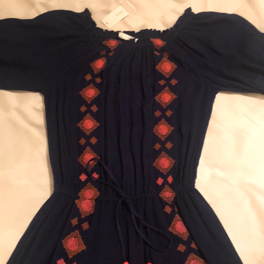Juniors Romper Dark Blue with Orange Diamonds